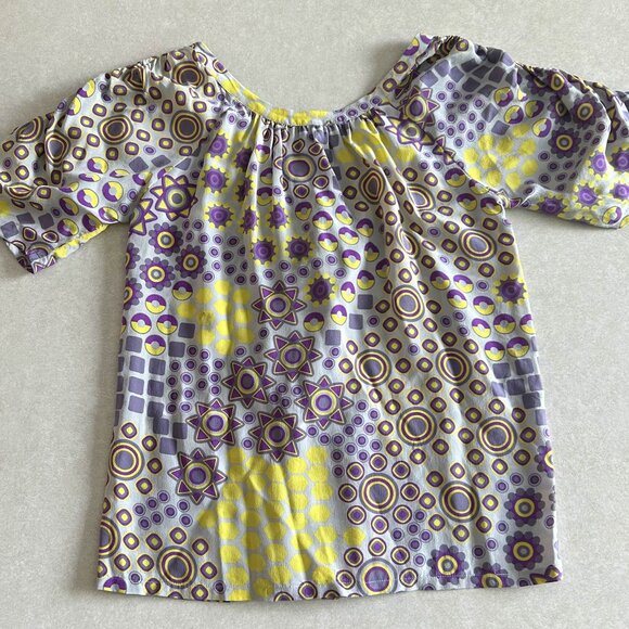 Silk Purple Pattern Blouse with Shoulder Cutouts ASO Alex Russo - Picture 5 of 8